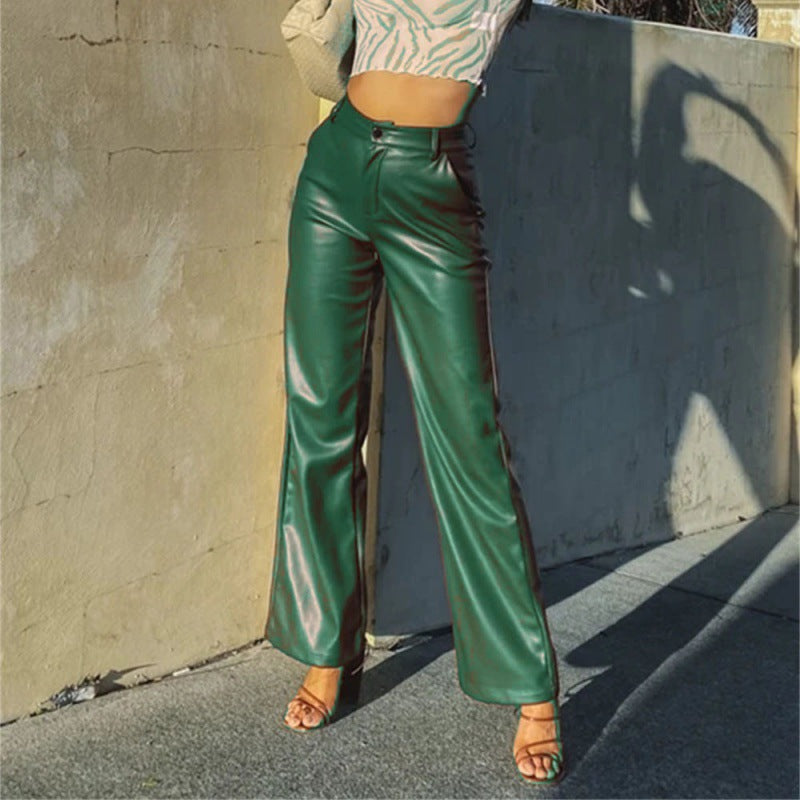 Ladies Elegant Pants in Faux Leather Lune London