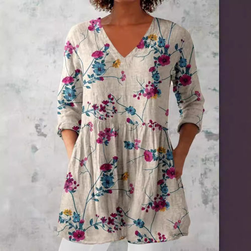 Shirt dress for women with a floral design and practical pockets Chic and Style