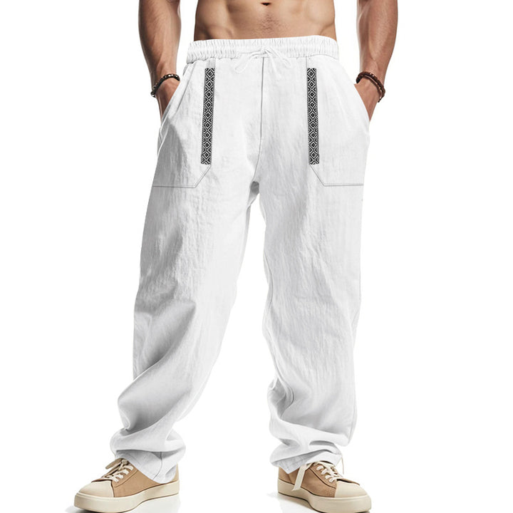 Casual linen cargo pants for men with practical side pockets and elastic waistband Lune London