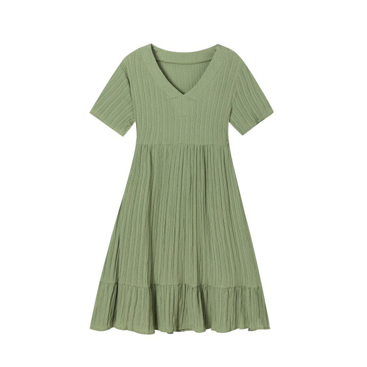 Lune London V neck ruffled fluid dress for women
