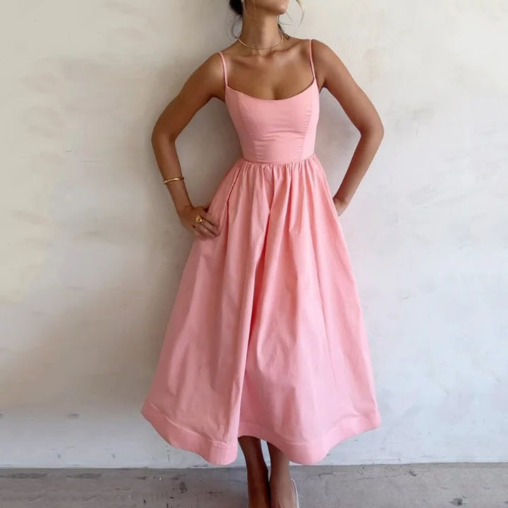 Maxi dress for women with a timeless A-line silhouette and thin straps Lune London