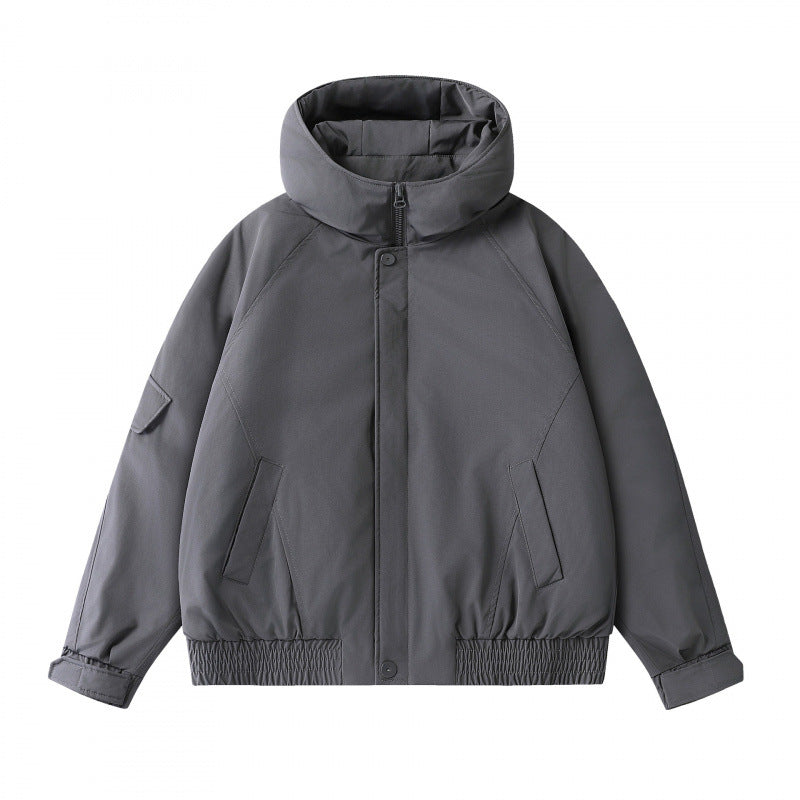 Unisex Boxy padded transition jacket with high stand-up collar, quilted lining, and elastic hem Amarae