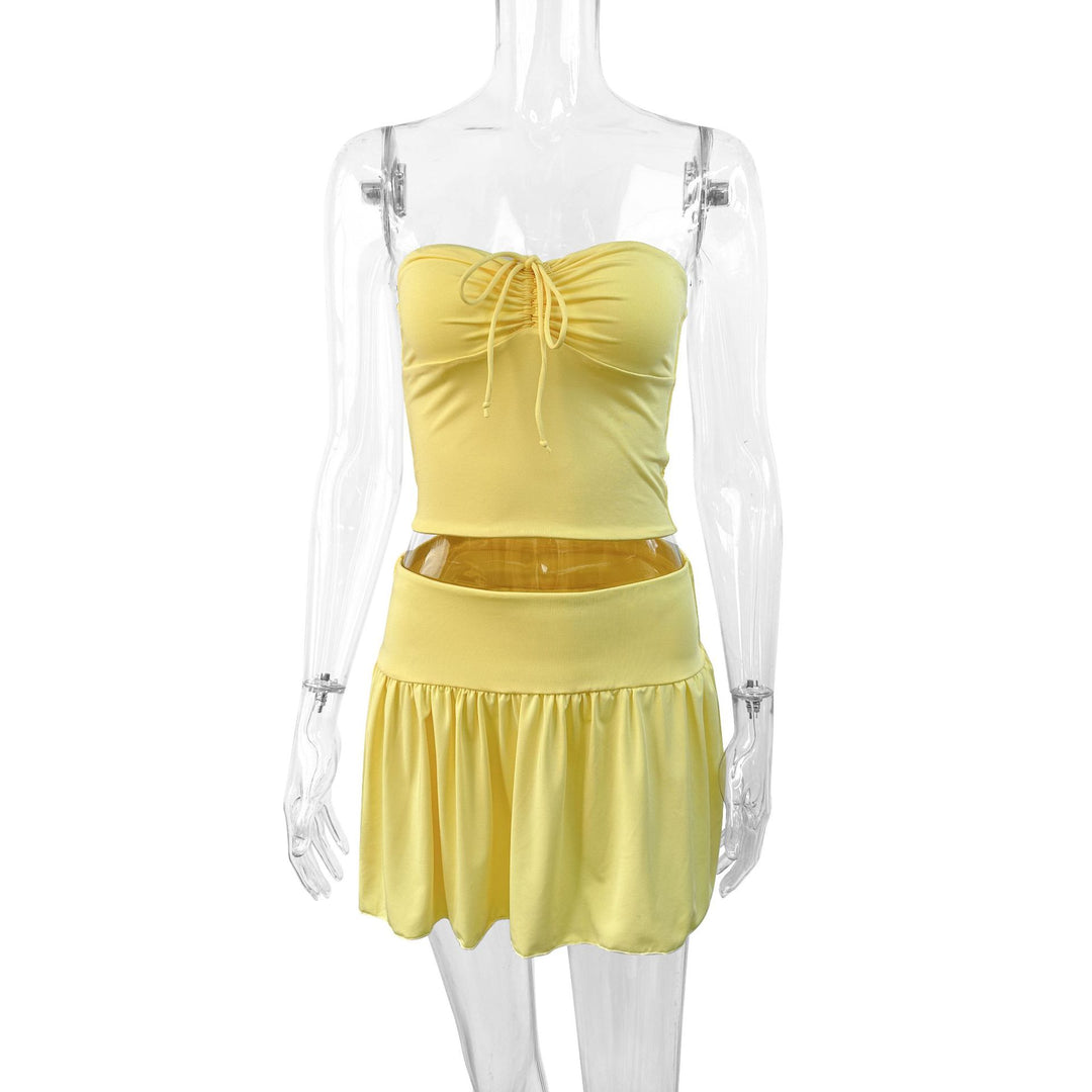 Women's trendy crop top with skirt and ruffles Lune London