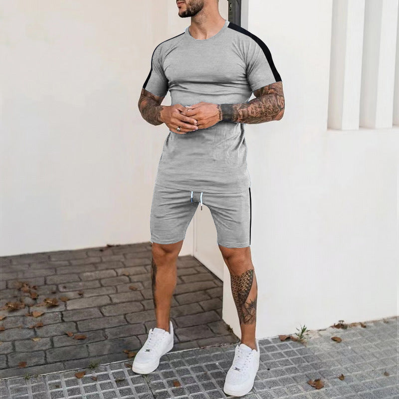 Men's sports set with short sleeves and shorts with contrasting details Lune London