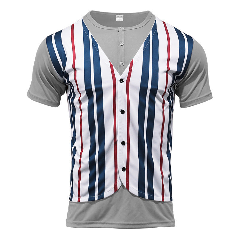 Short shirt for men with an innovative V-neck and a chic and stylish button placket
