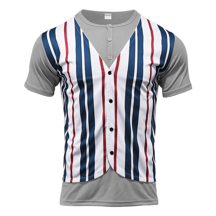 Short shirt for men with an innovative V-neck and a chic and stylish button placket