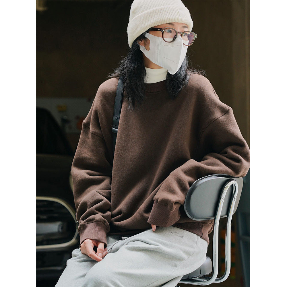 Women's Loose Oversized Sweatshirt with Drop Shoulder and Ribbed Hem Amarae
