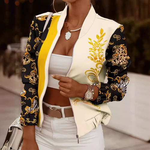 Trendy bomber jacket for women with floral pattern Amarae