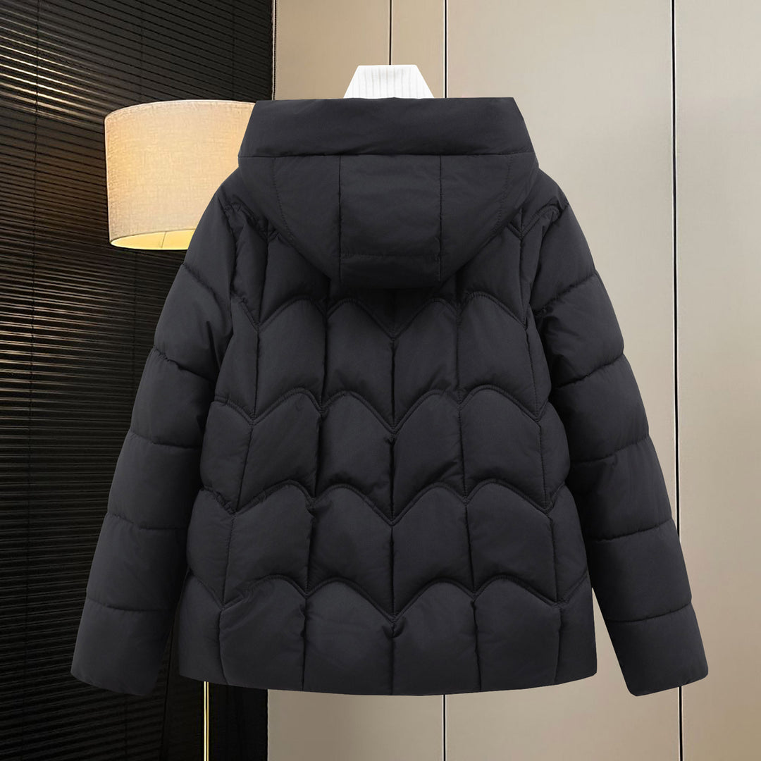 Ladies down jacket with hood and front pockets Lune London