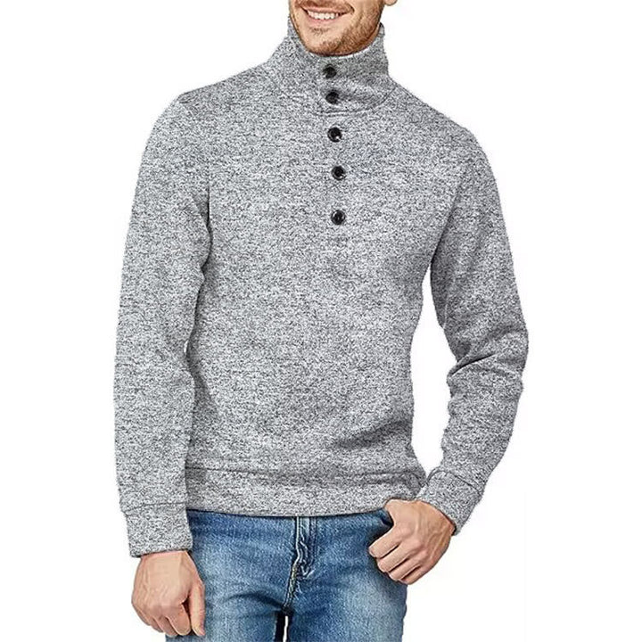 Men's High-Quality Sweater with High Neck and Button Detail Lune London