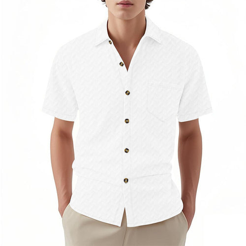 Short sleeve shirt for men with textured design and practical chest pocket detail Amarae