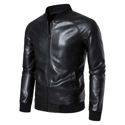 Men's biker jacket in high-quality faux leather with elastic waist Amarae