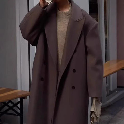 Ladies Classic Oversized Designer Coat with Double-Breasted Buttons and Soft Lining Lune London