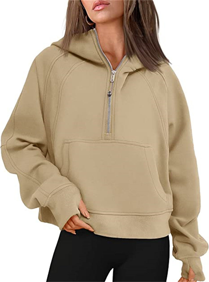 Ladies Oversized Hoodie with practical kangaroo pocket and zipper Lune London