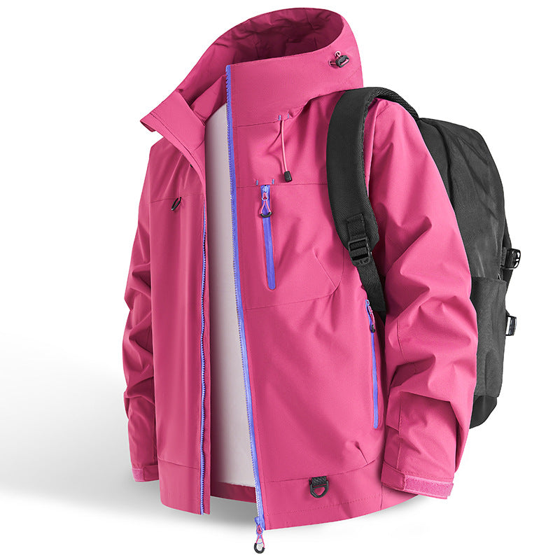 Functional outdoor jacket for men with adjustable hood drawstring and practical zip pockets Lune London