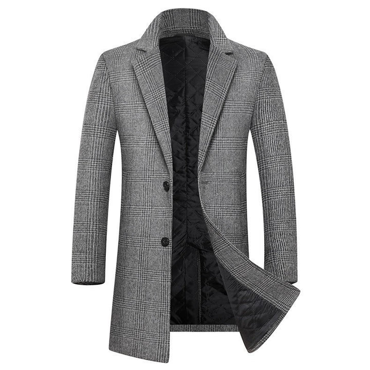 Elegant long coat for men in tartan pattern with removable inner part Amarae