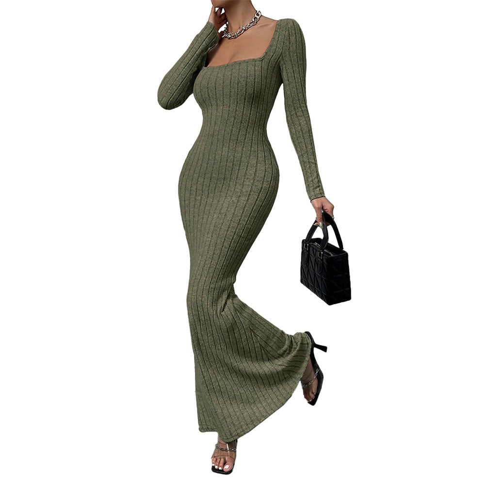 Robe maxi à manches longues pour femmes dans un design côtelé élégant Chic & Stil