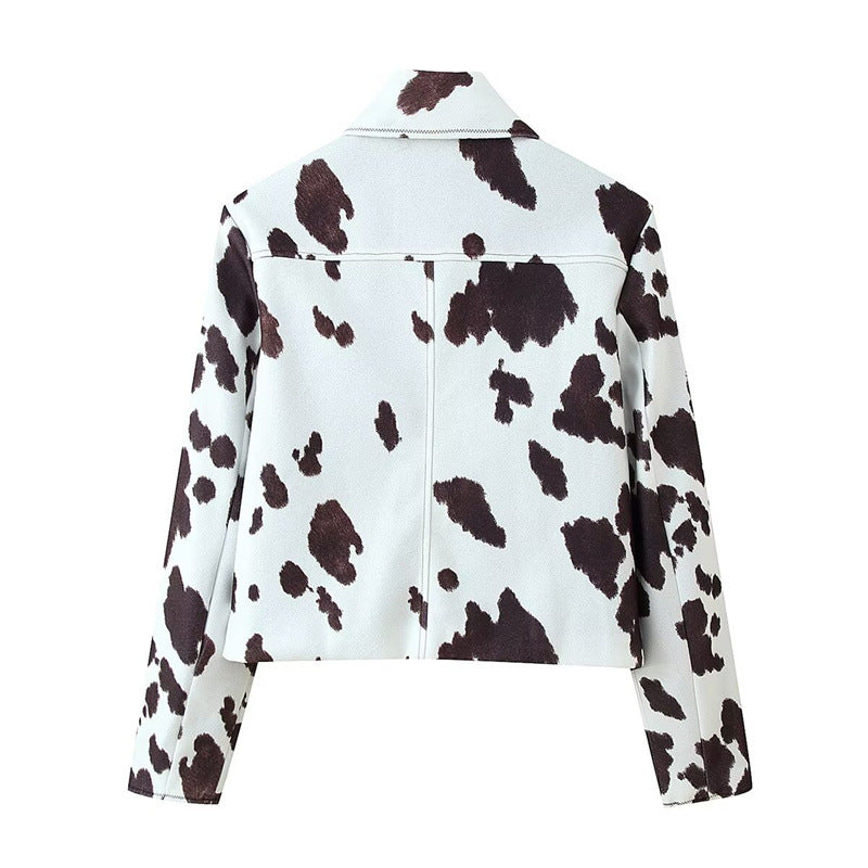 Faux leather fashion jacket for women with creative stain pattern Lune London