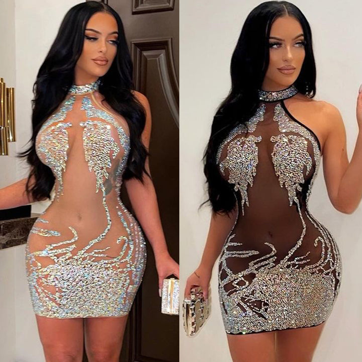 Mini dress for women with rhinestone embellishments Lune London