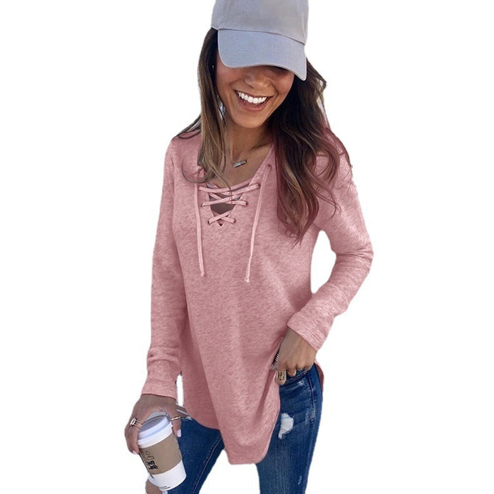 Long sleeve shirt for women with deep neckline and laces Lune London