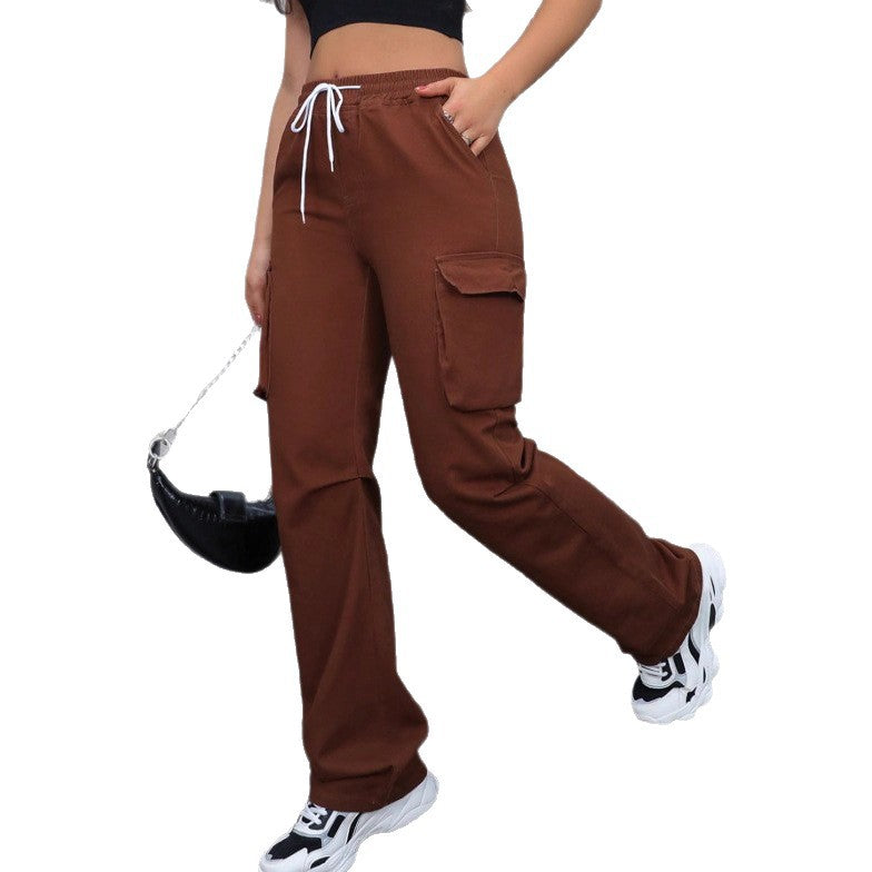 Women's high-waist cargo joggers with wide leg and drawstring Amarae