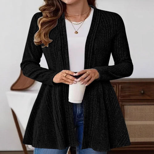 Cardigan long femme avec design à côtes modernes et couture Chic & Stil