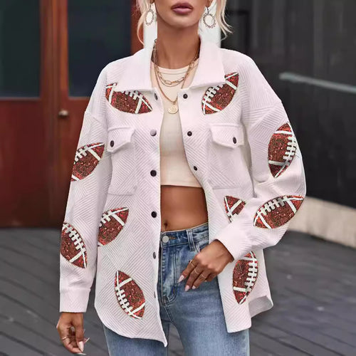 Oversized jacket for women with football design and practical pockets Amarae