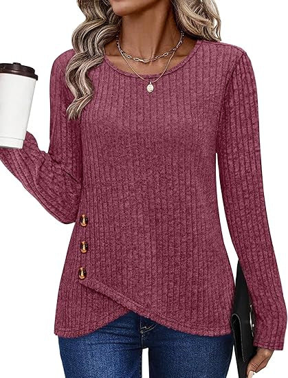 Dames haut tendance et décontracté avec détails de bouton Chic & Stil