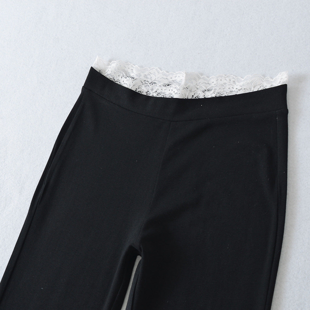 High-waisted stretch jeans for women with lace decoration Lune London