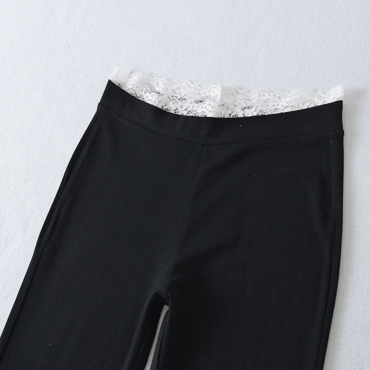High-waisted stretch jeans for women with lace decoration Lune London