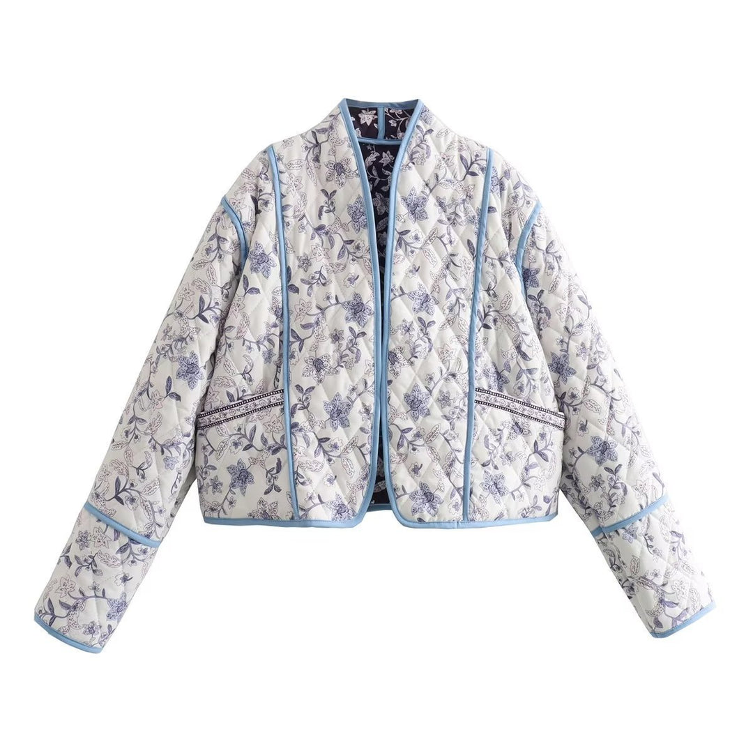Quilted women's jacket with floral pattern and contrasting accents Lune London