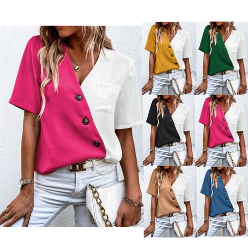 Trendy blouse for women with button placket and asymmetrical design Amarae