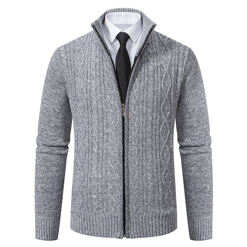 Knit jacket for men with high collar and textured pattern Lune London
