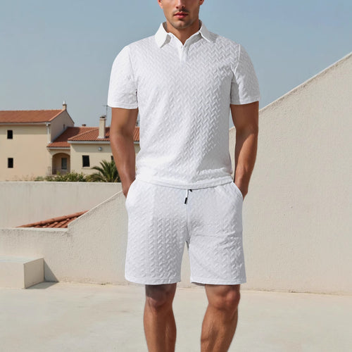 Men's polo and shorts set with breathable design and elastic waist Amarae