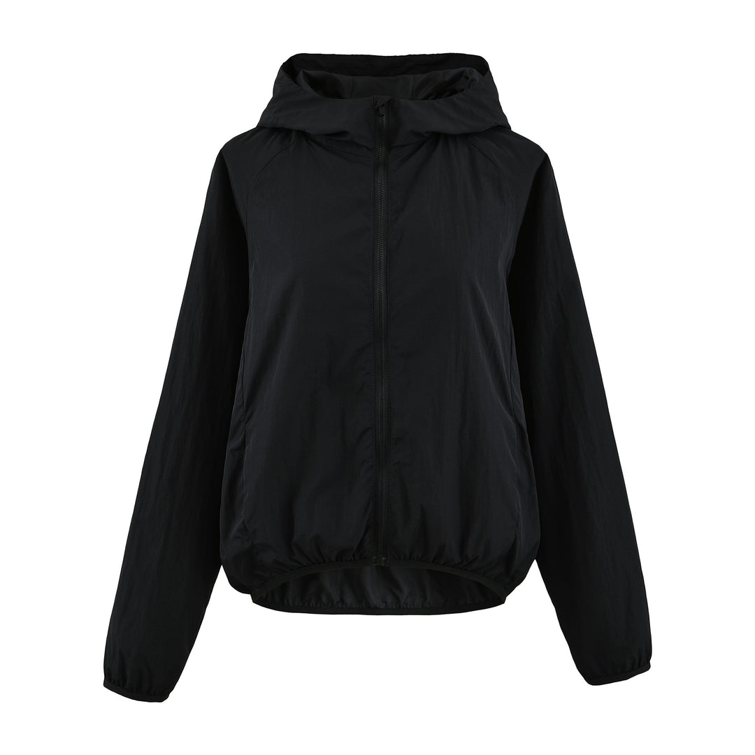 Women's Ultralight Hooded Windbreaker with Extended Back Hem and Elastic Hem Amarae