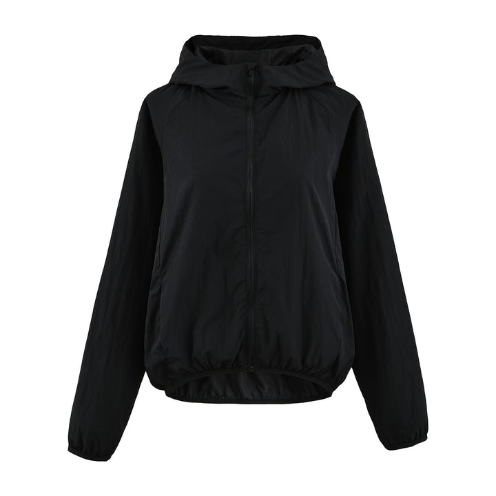 Women's Ultralight Hooded Windbreaker with Extended Back Hem and Elastic Hem Amarae