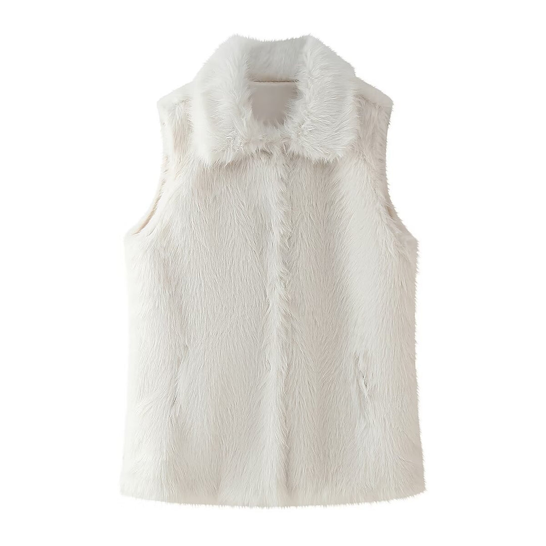 Cozy women's vest in faux fur with elegant high collar Lune London