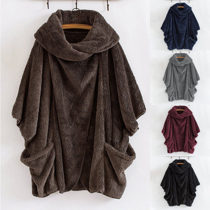 Women Oversize Cozy Poncho with large funnel neck and kangaroo pockets Amarae