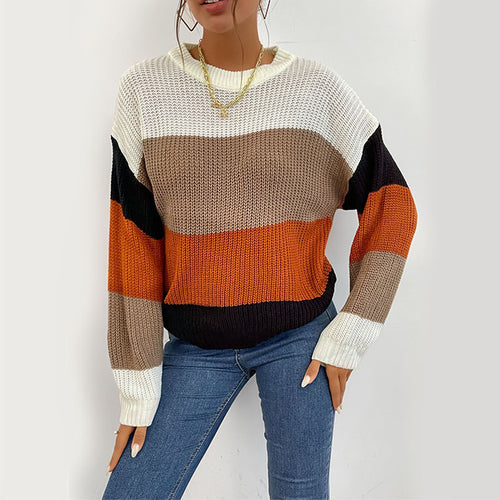 Comfortable women's sweater with modern striped pattern Amarae