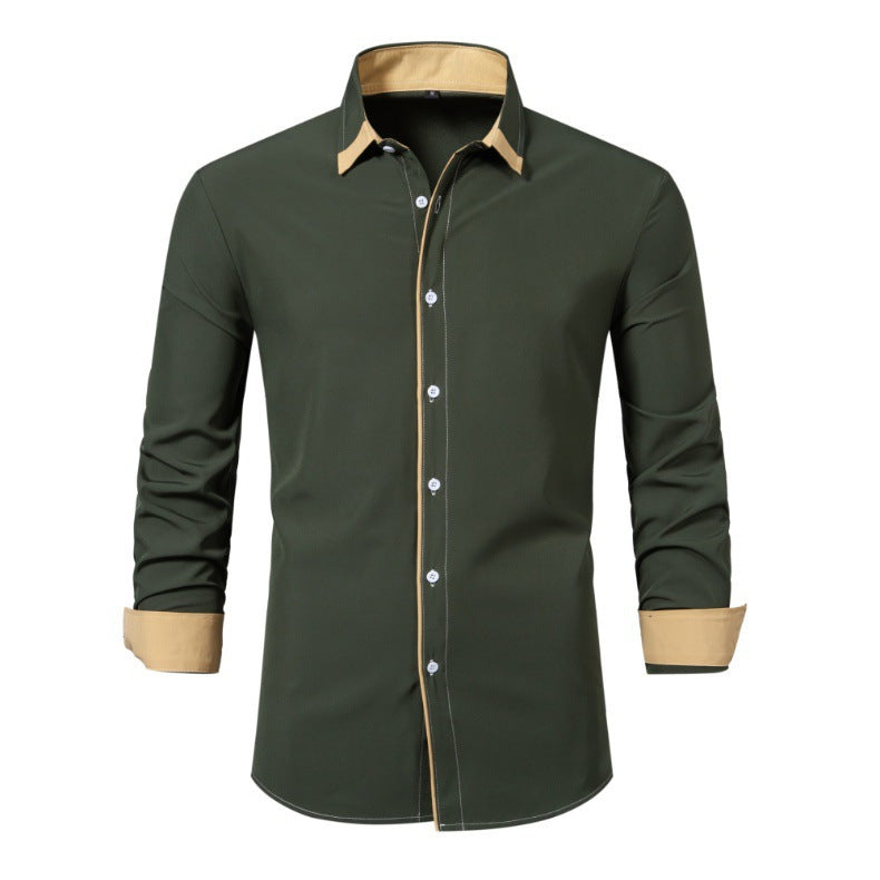 Men's long sleeve shirt with modern contrast collar and comfortable fit Lune London