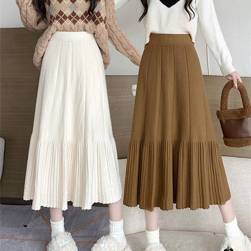 Pleated maxi skirt for women with flared hem and high waist Amarae
