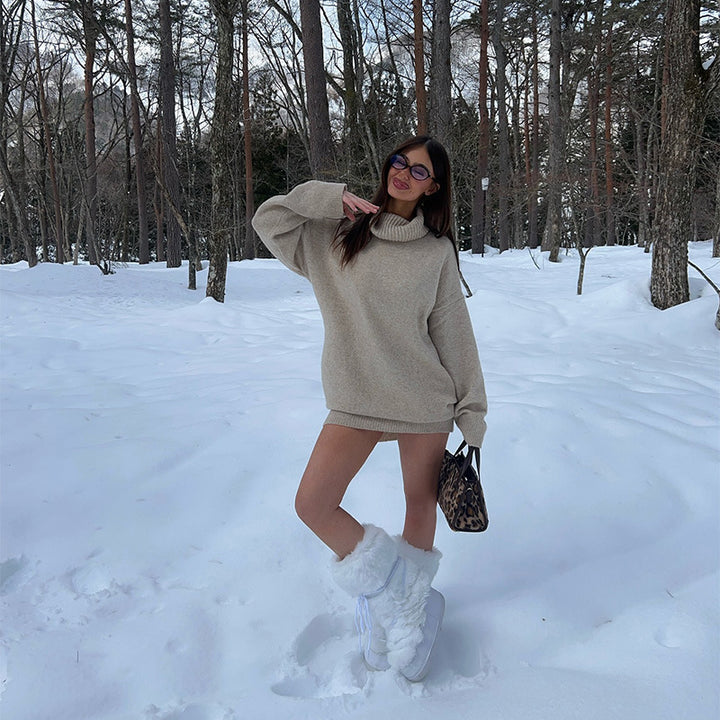 Oversized knitted sweater for women with high collar Lune London
