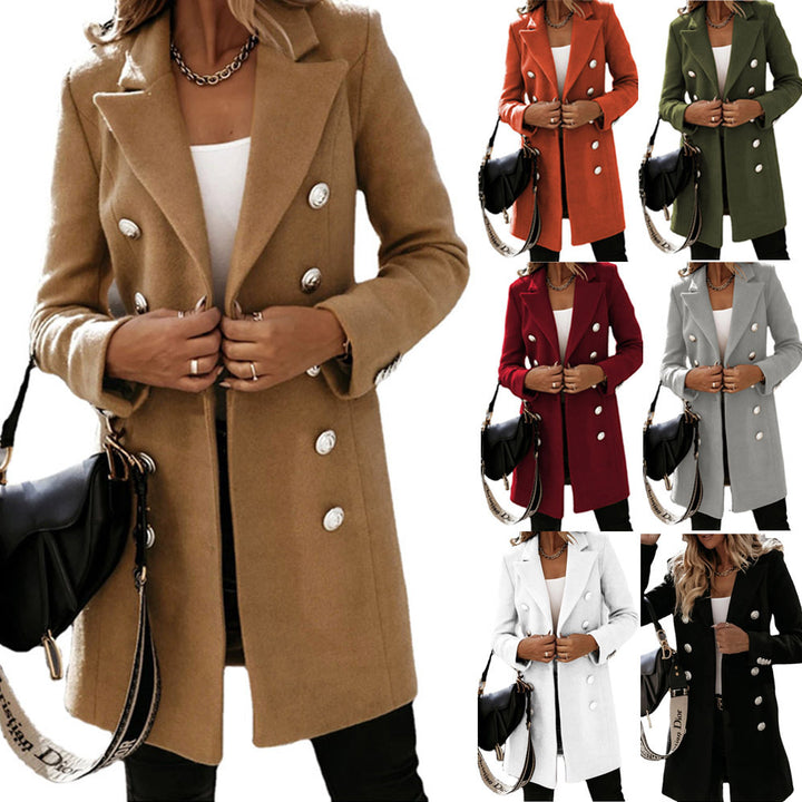 Women Elegant double-breasted coat with shiny buttons Amarae