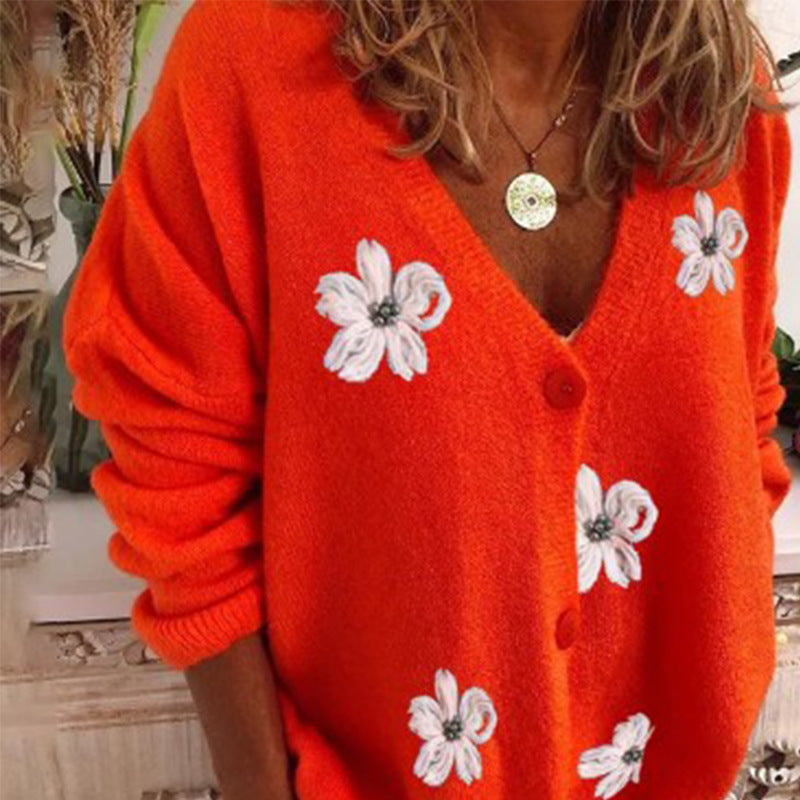 Ladies Playful Cardigan with Floral Pattern Lune London