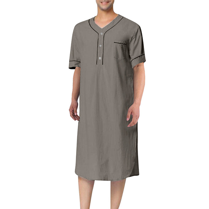 Short dress with short sleeves for women featuring a modern high collar and a practical button placket Lune London