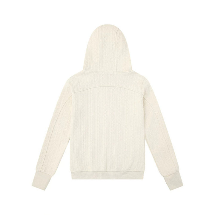 Women's hooded cardigan with cable knit pattern, full zip and side pockets Amarae