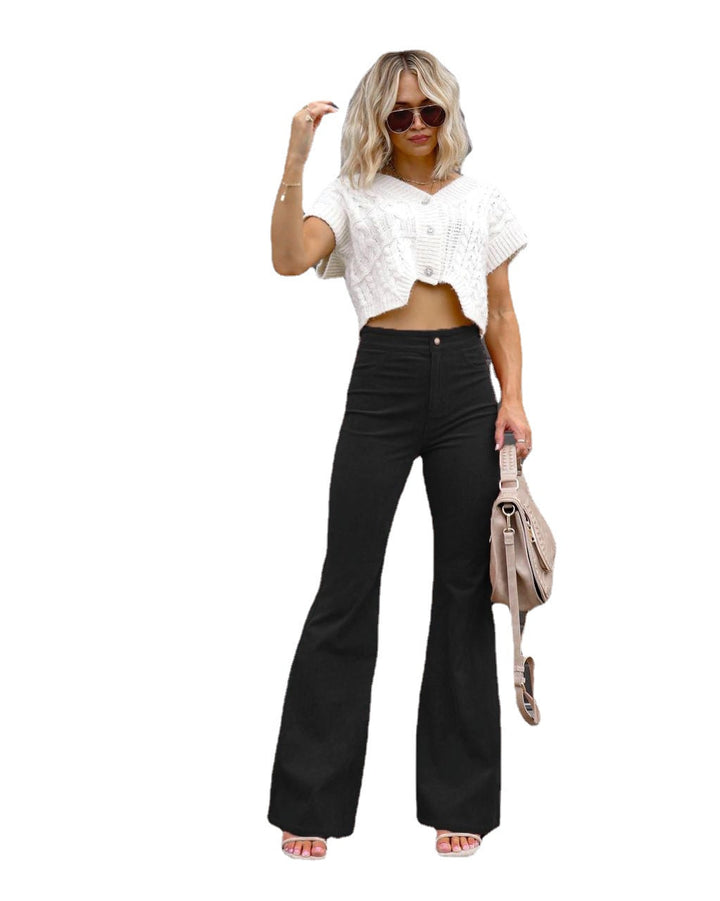 Ladies Fashion High Waist Flared Jeans Lune London