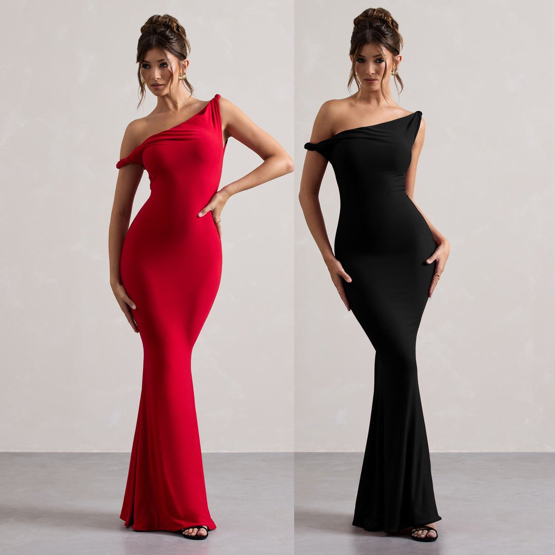 Elegant one-shoulder maxi dress Lune London
