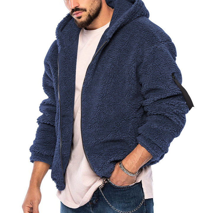Men's Comfortable Fleece Jacket with Hood and Zipper Lune London
