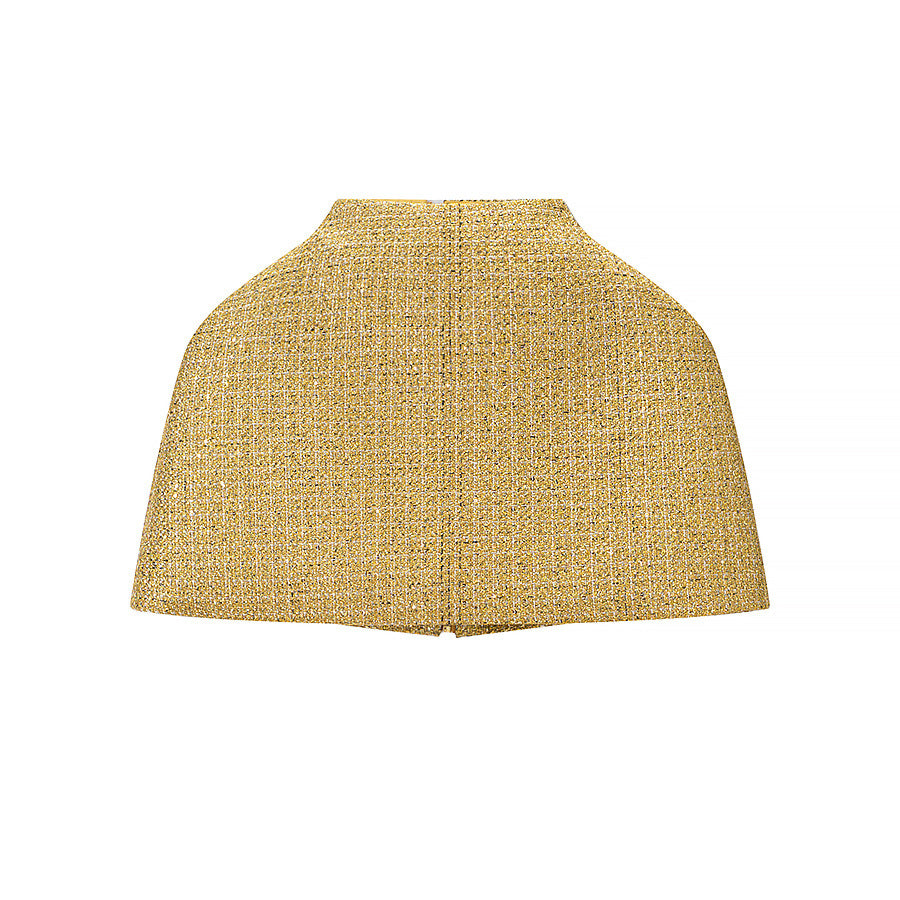 Ladies Short Capelet made of Boucle Tweed with Stand-up Collar Amarae